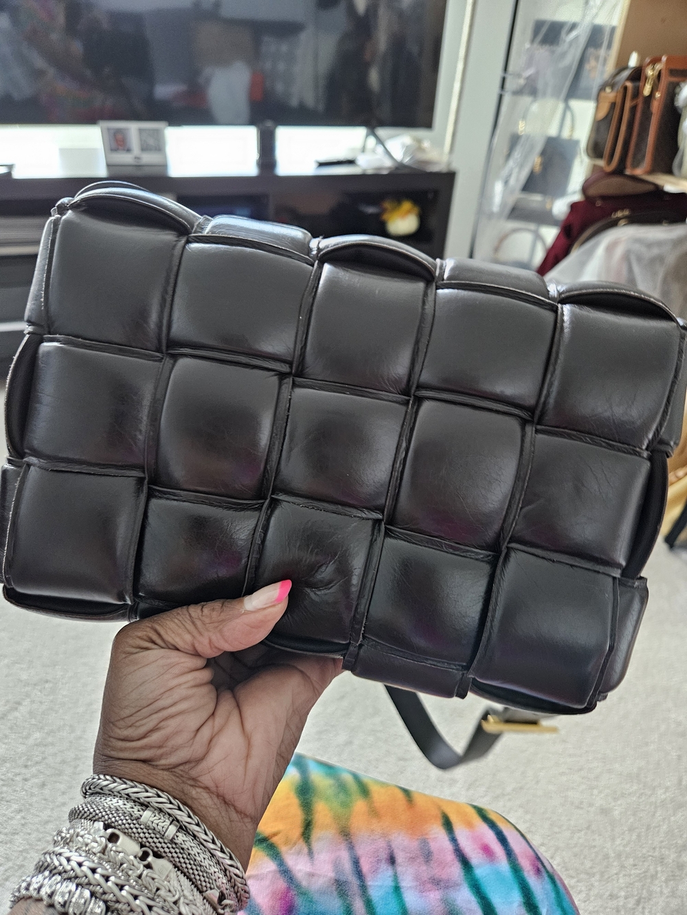 Bottega Vaneta Woven Quilted Leather Shoulder Bag - Brown - Picture 2 of 10